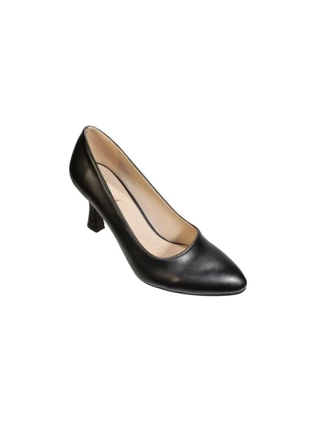 Nirvana Kadın Siyah Cilt 6cm Kadeh Topuk Stiletto Ayakkabı ürün görseli 1