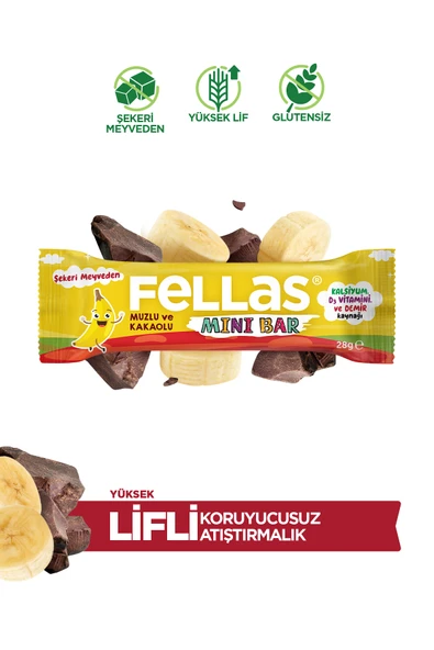 Fellas Mini Meyve Bar - Muzlu ve Kakaolu (28 g) x 12 Adet ürün görseli 1