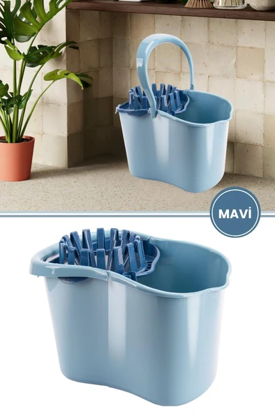 Sıkmalı Temizlik Kovası 15 litre, Standart Sıkmalı Yer Zemin Temizlik Mop Kovası Mavi ürün görseli 1