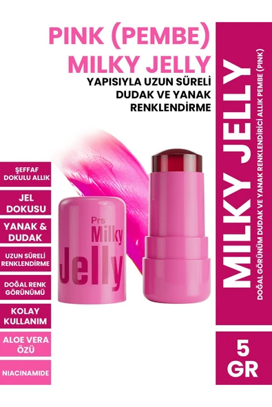 Milky Jelly Doğal Görünüm Dudak ve Yanak Renklendirici Allık Pembe (Pink) 5 GR ürün görseli 1
