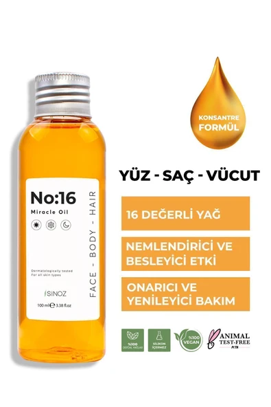 No:16 Nemlendirici Besleyici Yenileyici Işıltı Verici Mucizevi Onarıcı Bakım Yağı 100 ml ürün görseli 1