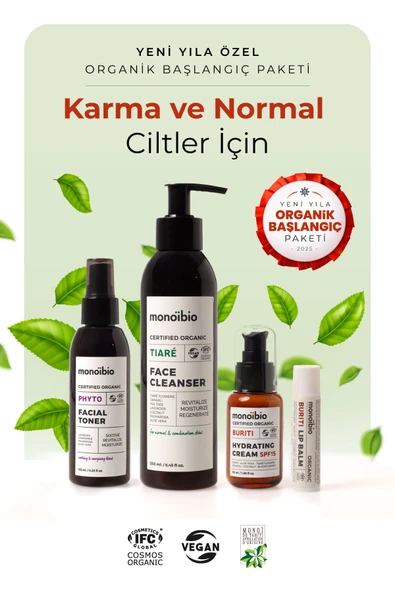 Organik Başlangıç Cilt Bakım Paketi - Normal ve Karma Ciltler İçin | Yeni Yıla Özel Cilt Bakım Seti ürün görseli 1