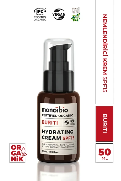 Buriti Organik Nemlendirici Cilt Bakım Kremi - Günlük Nemlendirici Güneş Koruyucu Spf 15 Krem 50 ml ürün görseli 1