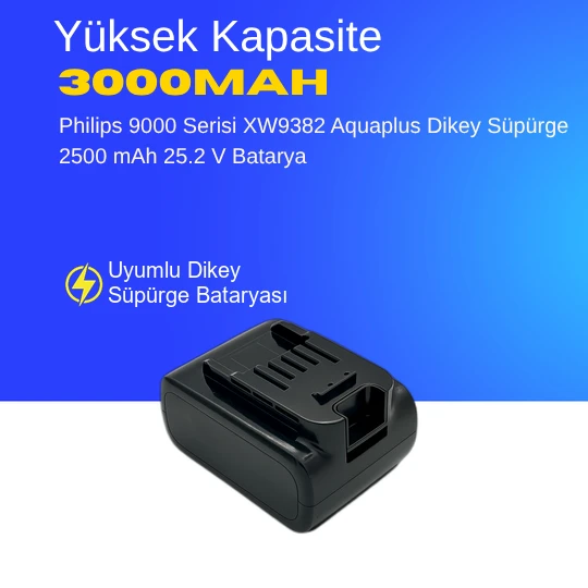 Philips 9000 Serisi XW9385/01 AquaTrio Dikey Süpürge 3000 mAh 25.2 V  Batarya – Orjinal Uyumlu Uzun Ömürlü, Yüksek Performans Pil ürün görseli 1