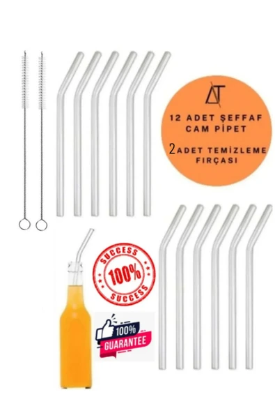 12'li Cam Pipet Ve 2 Adet Temizleme Fırçası Seti 1. Kalite / 9 Mm ürün görseli 1