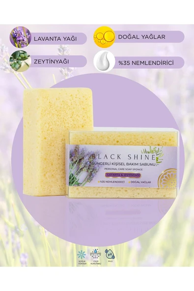 Doğal Lavanta Özlü, %35 Nemlendiricili, Süngerli Kişisel Katı Bakım Sabunu 100 gr ürün görseli 1