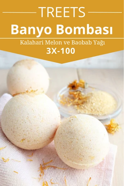 Kalahari Melon Kavunu Banyo Topu Manikür Ve Pedikür Boy, Nem Bombası, Banyo Bombası 3 Adet 100 Gr. ürün görseli 1