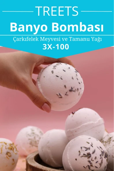 Çarkıfelek Meyvesi Banyo Topu Manikür Ve Pedikür Boy, Nem Bombası, Banyo Bombası 3 Adet 100 Gr. ürün görseli 1