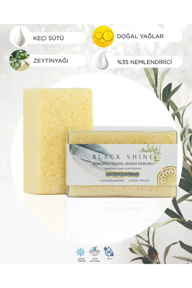Doğal Keçi Sütlü, %35 Nemlendiricili, Süngerli Kişisel Katı Bakım Sabunu 100 gr ürün görseli 1