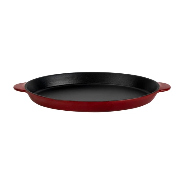 Lava Döküm Oval Fajita Tabağı Döküm Demir Yekpare Çift Kulplu Ölçü 18x24cm.-Bordo ürün görseli 1