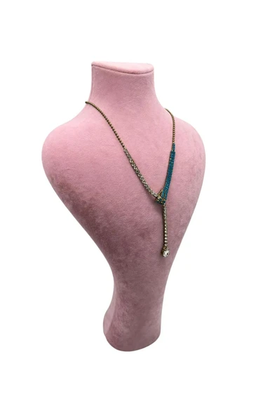 Zeus Model Süet Kumaş Pembe Renk 42 / 22 Cm Takım Kolye Sergileme Mankeni ürün görseli 1