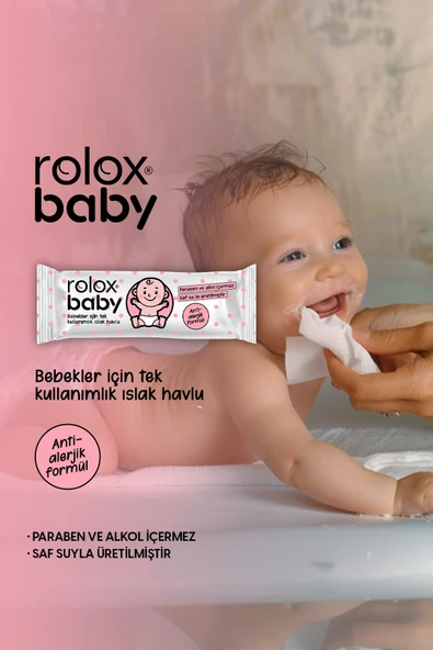 Rolox Baby  50 Paket  Bebekler İçin Tek Kullanımlık Islak Havlu ürün görseli 1