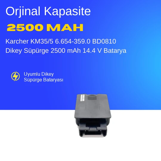 Karcher KM35/5 6.654-359.0 BD0810 Dikey Süpürge 2500 mAh 14.4 V  Batarya – Orjinal Uyumlu Uzun Ömürlü, Yüksek Performans Pil ürün görseli 1
