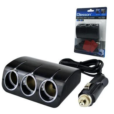 Ayt Olesson 1521 12-24V 3Lü 120W 80 Cm Kablolu Araç Oto Tır Çakmak Çoklayıcı Çakmaklık Çoğaltıcı ürün görseli 1
