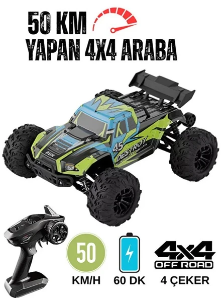 50 Km Hız Yapan Elektrikli Araba Uzaktan Kumandalı 4X4 Arazi Aracı Off-road Araba ürün görseli 1