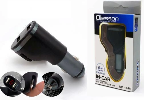 Ayt Olesson 1648 12-24V Çiftli Çift Usbli Dijital Ekranlı Araç Oto Tır Çakmak Çoklayıcı Çakmaklık Çoğaltıcı ürün görseli 1