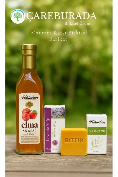 Hekimhan Elma Sirkesi, Lavanta Yağı, Bıttım sabunu, Çay ağacı Yağı (Mantar Seti) ürün görseli 1