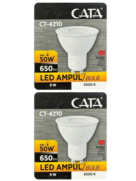 (2 Adet) Cata 9W (50W) Beyaz Işık (6500K) Dim Edilebilir GU10 Duylu Led Spot Ampul ürün görseli 1