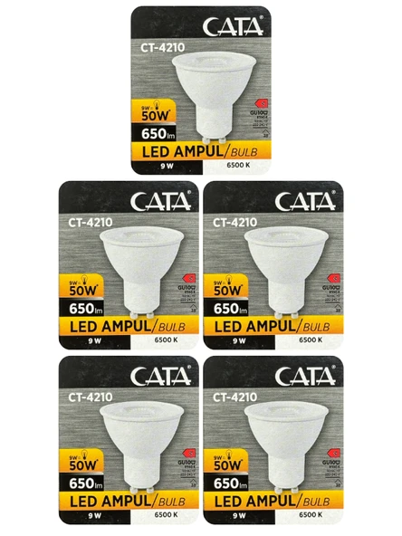 (5 Adet) Cata 9W (50W) Beyaz Işık (6500K) Dim Edilebilir GU10 Duylu Led Spot Ampul ürün görseli 1