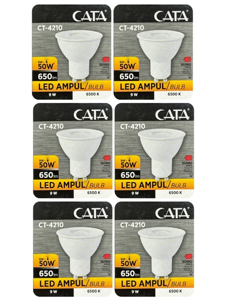 (6 Adet) Cata 9W (50W) Beyaz Işık (6500K) Dim Edilebilir GU10 Duylu Led Spot Ampul ürün görseli 1