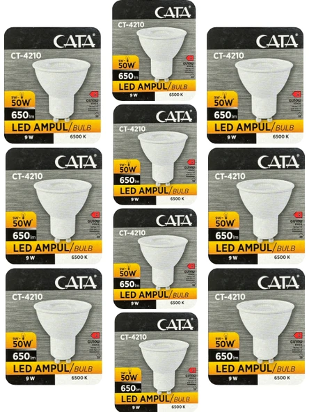 (10 Adet) Cata 9W (50W) Beyaz Işık (6500K) Dim Edilebilir GU10 Duylu Led Spot Ampul ürün görseli 1