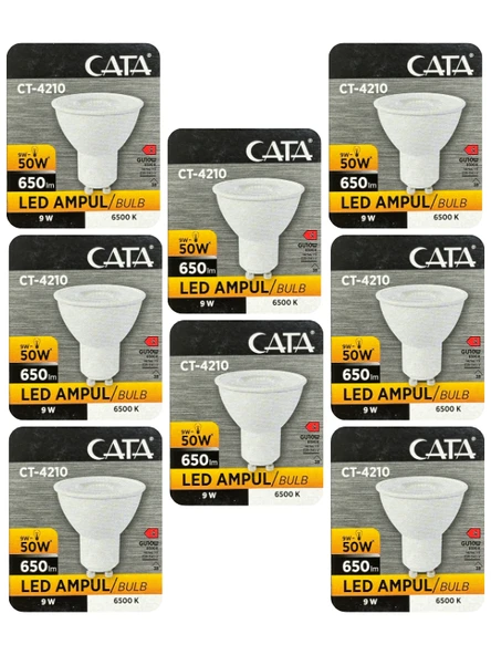 (8 Adet) Cata 9W (50W) Beyaz Işık (6500K) Dim Edilebilir GU10 Duylu Led Spot Ampul ürün görseli 1