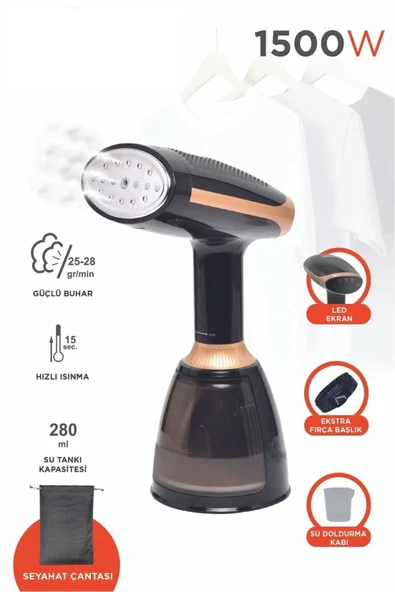 KY-003 Siyah Buharlı Kırışık Giderici 1500w Taşınabilir Seyahat boy dikey ütü ürün görseli 1