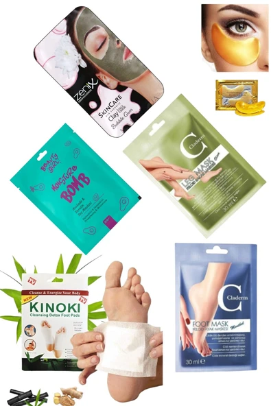 6'lı Yüz-Göz-Saç-Ayak-Bacak Peeling Gözenek Açıcı Gerdirme Komple Bakım Maske ürün görseli 1