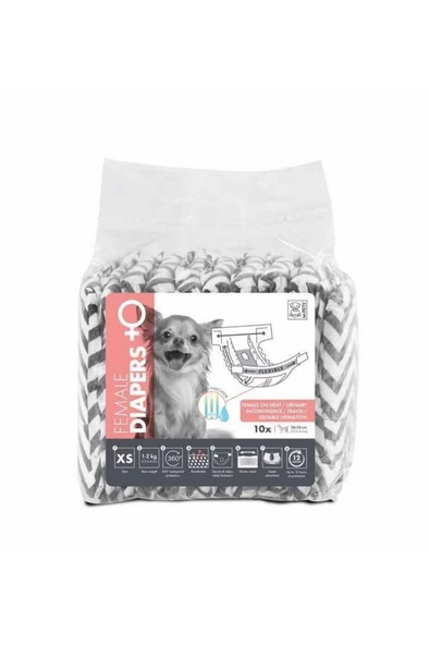 M-PETS Diapers Dişi Köpekler Için Külot Xsmall 10lu ürün görseli 1