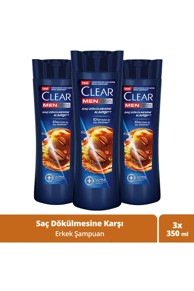 Clear Men Kepeğe Karşı Etkili Şampuan Saç Dökülmesine Karşı 350 ml X3 ürün görseli 1