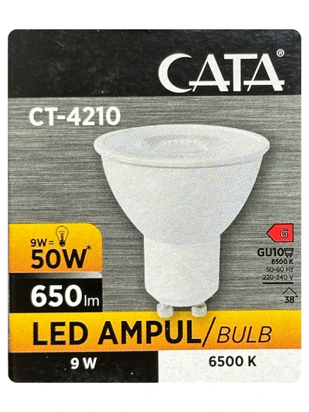 (1 Adet) Cata 9W (50W) Beyaz Işık (6500K) Dim Edilebilir GU10 Duylu Led Spot Ampul ürün görseli 1