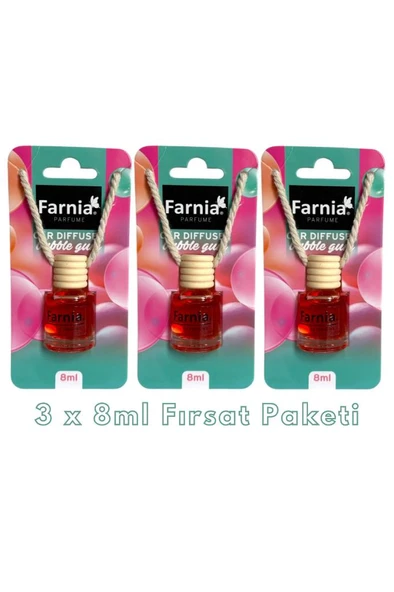 Farnia Yüksek Esanslı Askılı Araç Kokusu EDP Parfüm Tatlı Sakız 8 Ml 3 Adet Avantaj Paketi ürün görseli 1