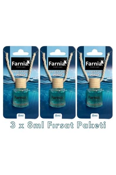 Farnia Yüksek Esanslı Askılı Araç Kokusu EDP Parfüm Okyanus 8 Ml 3 Adet Avantaj Paketi ürün görseli 1