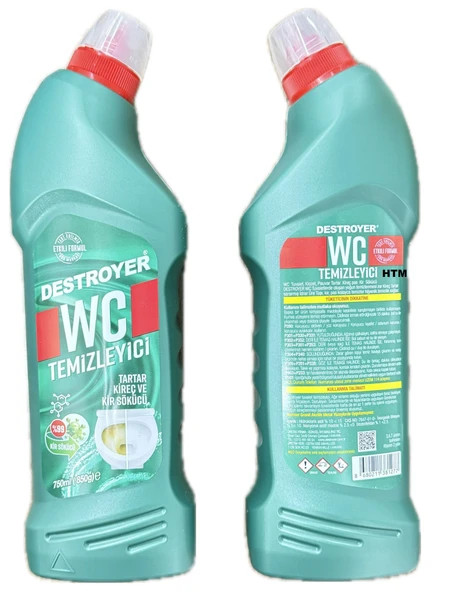 KALİTE - DESTROYER WC TUVALET TEMİZLEYİCİ 750 ML DESTROYER SÜPER GÜÇLÜ KİREÇ VE KİR SÖKÜCÜ ürün görseli 1