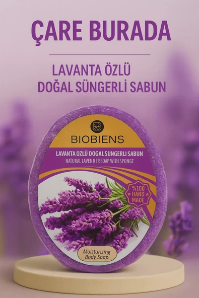 Biobiens - Lavanta Özlü Doğal Süngerli Sabun 135 gr ürün görseli 1