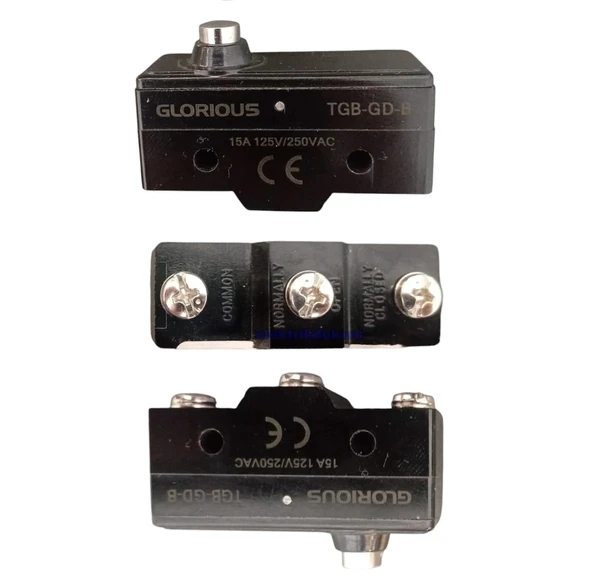 GLORIOUS Kısa Kalın Metal Pimli 1NA + 1NC Makine Pedal Swici Bakalit Gövde Buton (1no 1nc 15 Amper) ürün görseli 1