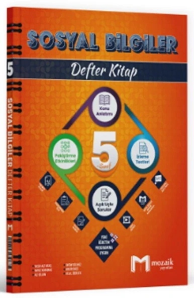 5. Sınıf Sosyal Bilgiler Defter Kitap Mozaik Yayınları ürün görseli 1