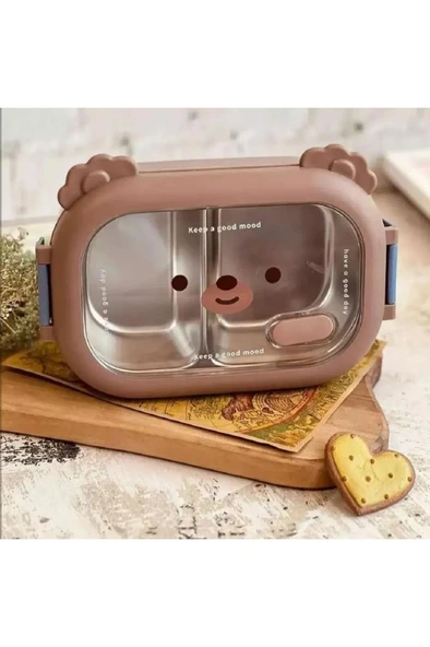 950 ml Beslenme Kutusu 2 Bölmeli Çelik Yemek Mama Saklama Kabı Okul Ofis Sefer Tası Çocuk Çantası ürün görseli 1
