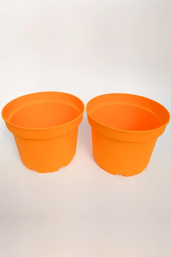 19 cm Kaktüs Sukulent Saksısı 2 Adet Turuncu Tekpar Dekoratif Plastik Saksı Bol Drenaj Deliği ürün görseli 1