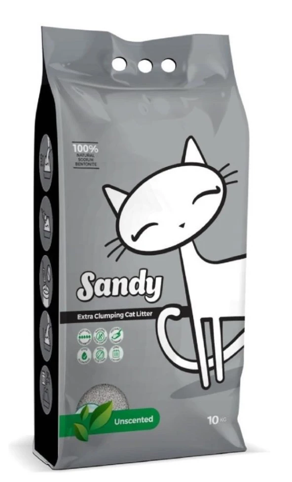 Sandy Hassas Kediler için Kokusuz Tozsuz Topaklanan Sodyum Bentonit Gri Kedi Kumu 10kg ürün görseli 1