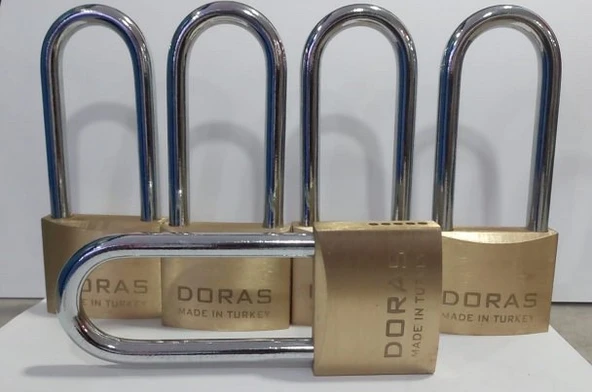 Doras Ersa 5'li Set Uzun Kanca Pas Pirinç Asma Kilit 50 Mm ürün görseli 1