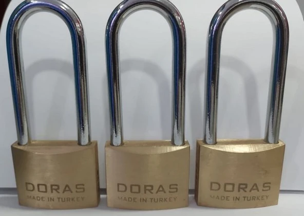 Doras Ersa 3'lü Set Uzun Kanca Pas Pirinç Asma Kilit 50 Mm ürün görseli 1