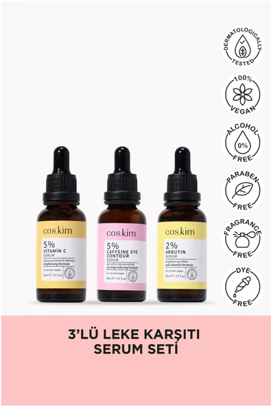 3’lü Leke Karşıtı Aydınlatıcı ve Göz Altı Bakımı Sağlayan Serum Seti ürün görseli 1