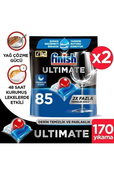 Finish Ultimate Hepsi Bir Arada 170 Kapsül Bulaşık Makinesi Deterjanı Tableti ürün görseli 1