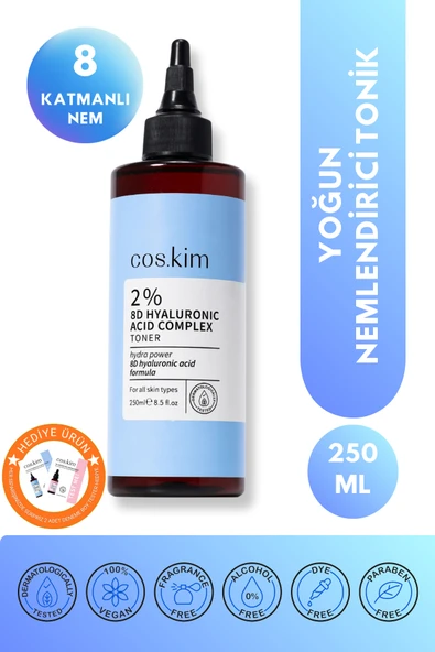 %2 8D Hyaluronik Asit Tonik 250 ml Yoğun Nemlendirici Cilt Bariyeri Destekli Alkolsüz & Parfümsüz ürün görseli 1