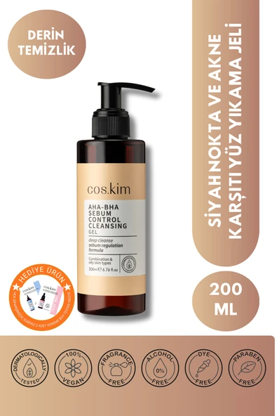 Aha & Bha Içeren Sebum Dengeleyici Gözenek Arındırıcı Temizleme Jeli 200 ml | Karma - Yağlı Ciltler ürün görseli 1