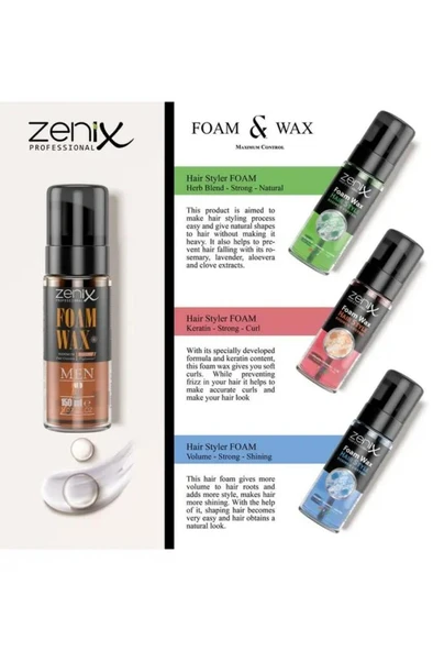 PTTAVM: Zenix Saç Köpüğü Foam Wax Güçlü Bukle Keratin 150 Ml 1 Numara