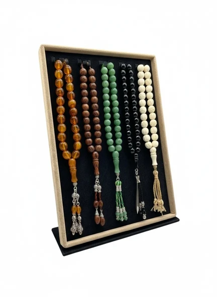Süet Kumaş Tırnaklı Siyah Renk 34/24 Cm Ayaklı Tesbih Standı ürün görseli 1