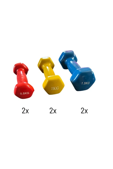 HEPİTOP 6 Kg Vinly Kaplı Dipping Dumbbell Set Kadınlar İçin Çantalı Dambıl Set 0,5 kg, 1 Kg, 1,5 kg ürün görseli 1