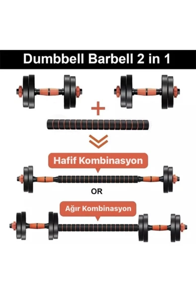 HEPİTOP Halter Ve Dambıl Seti Fonksiyonel Ağırlık Ve Vücut Geliştirme Aleti 15 Kg ürün görseli 1